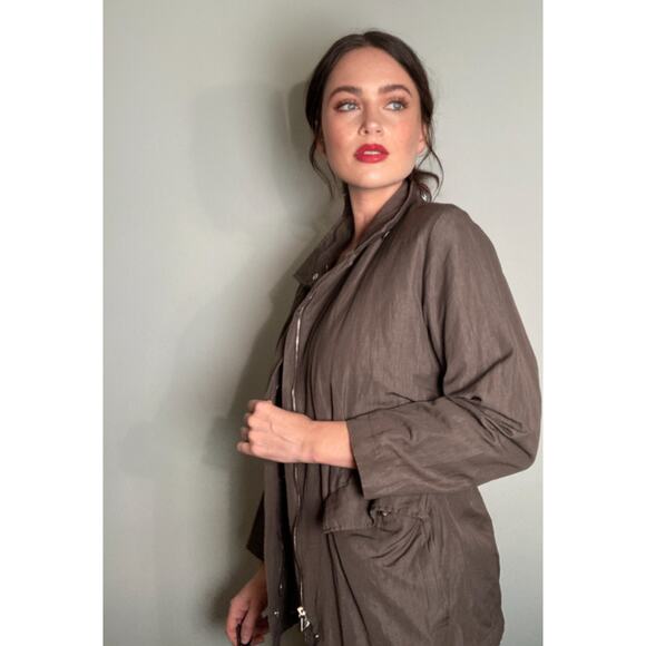 Loro Piana Storm System Brown Mid-length Jacket Luxury Wool/ Linen/ Silk ~ Sz 42 - Picture 3 of 12